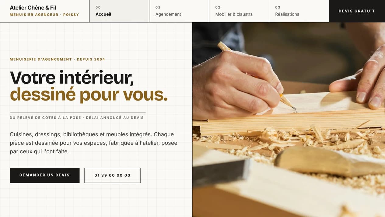 Aperçu du projet Atelier Chêne & Fil