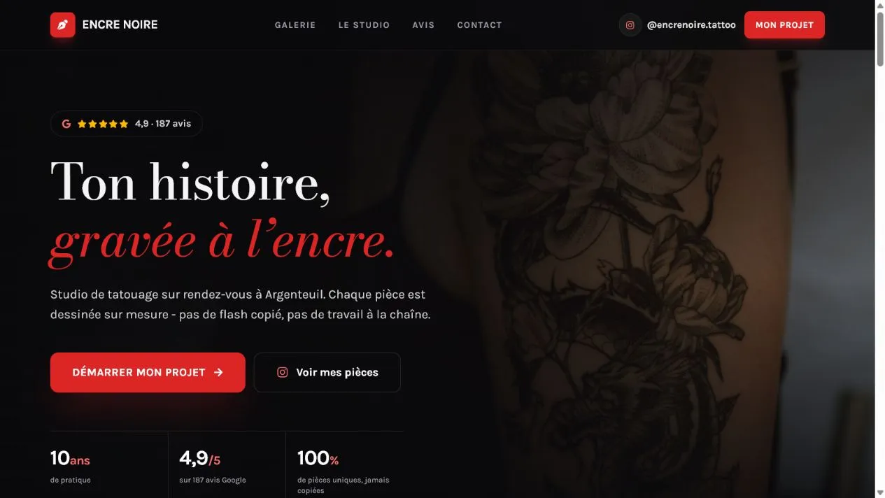 Aperçu du projet Encre Noire